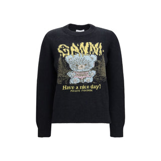 Ganni Black Recycled Wool Sweatshirt