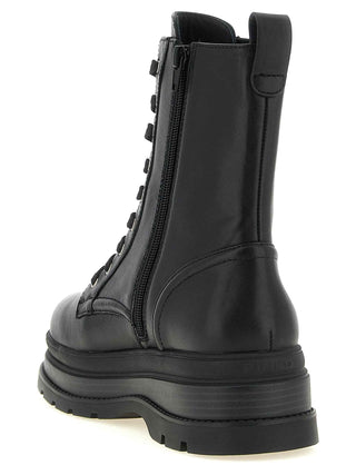 PINKO Black Cowhide Lace-Up Boots