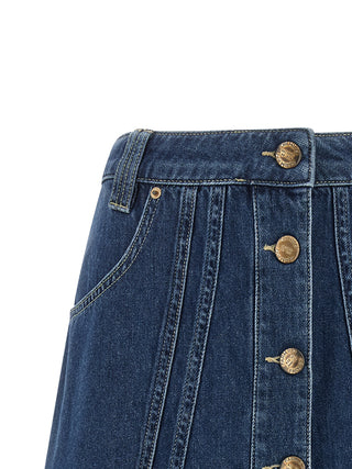 FARM RIO Blue Cotton Long Skirt