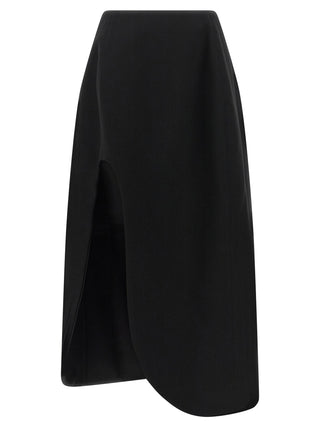 Jil Sander Black Virgin Wool Midi Skirt