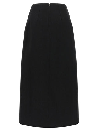 Jil Sander Black Virgin Wool Midi Skirt