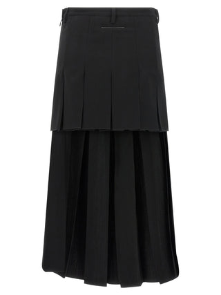 MM6 Maison Margiela Black Polyester Midi Skirt