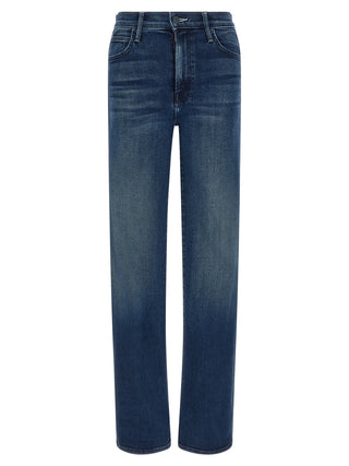Mother Denim Blue Cotton Straight-Leg Jeans