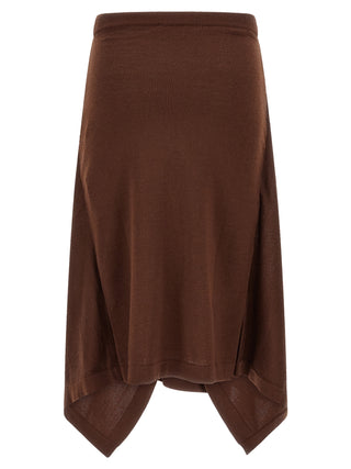 Lemaire Brown Wool Midi Skirt