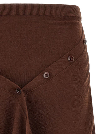 Lemaire Brown Wool Midi Skirt