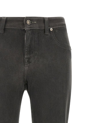 7 For All Mankind Gray Cotton Straight-Leg Jeans