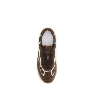 Alohas Brown Suede Leather Low Top Sneakers