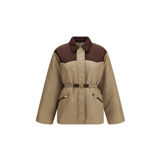 Versace Beige Nylon Full-Length Jacket