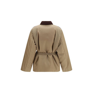 Versace Beige Nylon Full-Length Jacket
