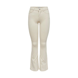 Only Cream Cotton Bootcut Jeans