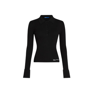 Karl Lagerfeld Black Viscose Long Sleeve T-Shirt