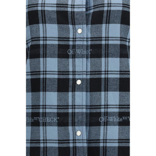 Off-White Blue Cotton Pattern Shirt