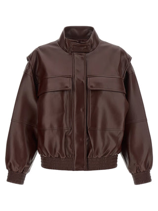 Twinset Brown Polyester Leather Jacket