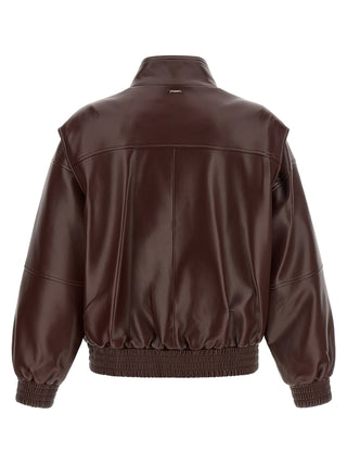Twinset Brown Polyester Leather Jacket