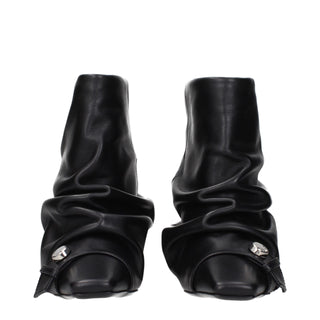 The Attico Black Leather Ankle Boots