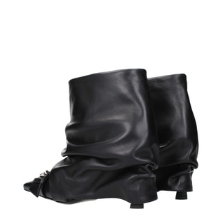 The Attico Black Leather Ankle Boots