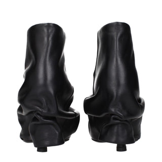 The Attico Black Leather Ankle Boots