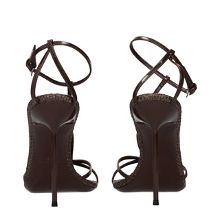 Paris Texas Brown Leather Stiletto Heel Sandals
