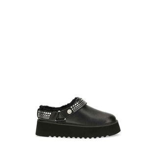 PINKO Black Calf Leather Bos Taurus Clogs