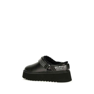 PINKO Black Calf Leather Bos Taurus Clogs