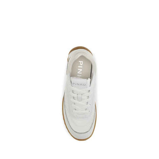 PINKO White Fabric Low Top Sneakers