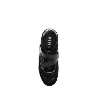 PINKO Black Suede Leather Athletic Sneakers