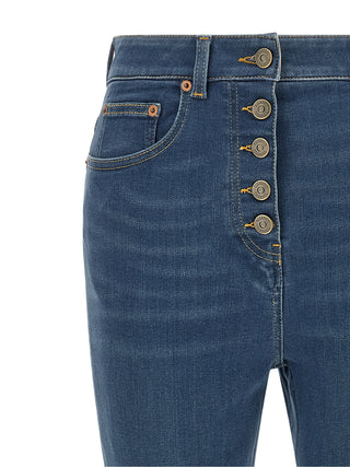 Valentino Garavani Blue Lamb Fur High-Waisted Jean