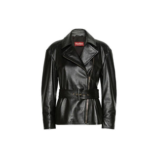 Max Mara Black Lambskin Leather Jacket