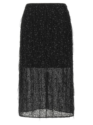 Twinset Black Polyester Midi Skirt