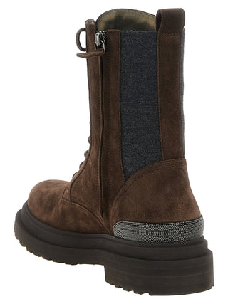 Brunello Cucinelli Brown Calfskin Lace-Up Boots