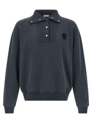 Brunello Cucinelli Blue Cotton Sweatshirt