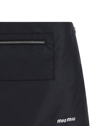 Miu Miu Blue Recycled Polyamide Long Skirt