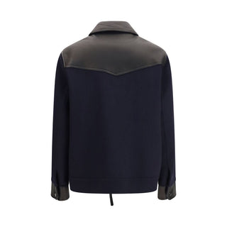 P.A.R.O.S.H. Blue Wool Oves Aries Leather Jacket