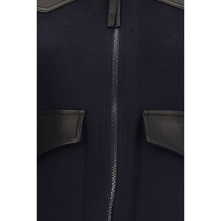 P.A.R.O.S.H. Blue Wool Oves Aries Leather Jacket