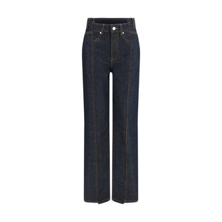Ganni Blue Cotton Straight-Leg Jeans