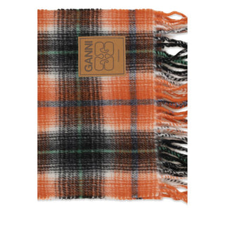 Ganni Orange Wool Oves Aries Foulard
