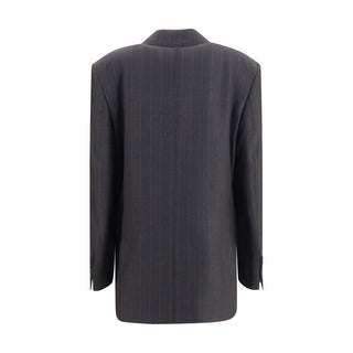 Ami Paris Gray Wool Oves Aries Blazer