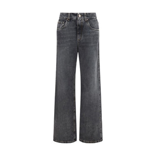Brunello Cucinelli Gray Cotton Straight-Leg Jeans