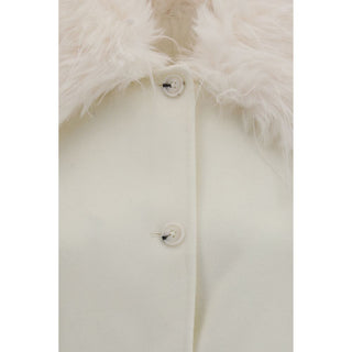 Loulou De Saison White Wool Oves Aries Full-Length Jacket
