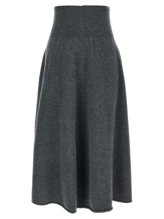 Extreme Cashmere Gray Cashmere Midi Skirt