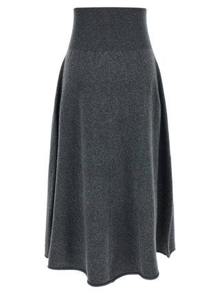 Extreme Cashmere Gray Cashmere Midi Skirt