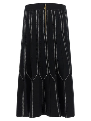 Elisabetta Franchi Black Viscose Midi Skirt