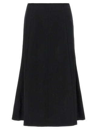 THELATEST Black Polyamide Midi Skirt