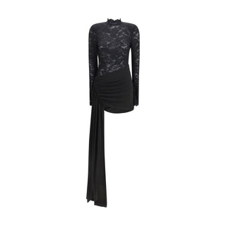 Nissa Black Nylon Casual Dress