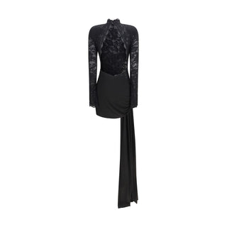 Nissa Black Nylon Casual Dress
