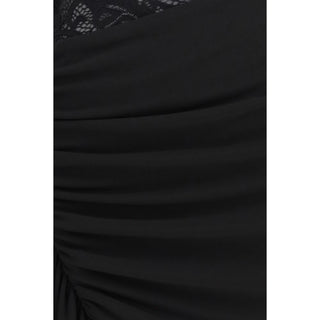 Nissa Black Nylon Casual Dress