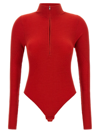 PERFECT MOMENT Red Wool Bodysuit