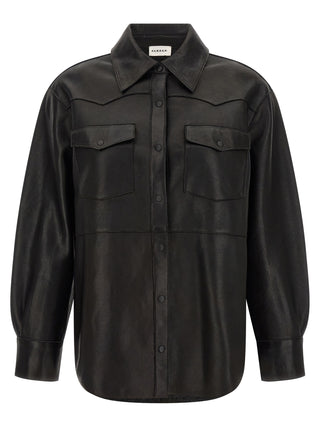 P.A.R.O.S.H. Black Lamb Leather Blouse