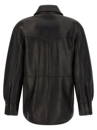 P.A.R.O.S.H. Black Lamb Leather Blouse