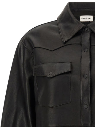 P.A.R.O.S.H. Black Lamb Leather Blouse